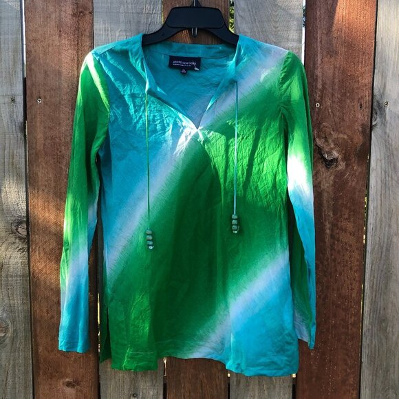 Jones New York Signature cotton tunic top coastal boho - Picture 1 of 4